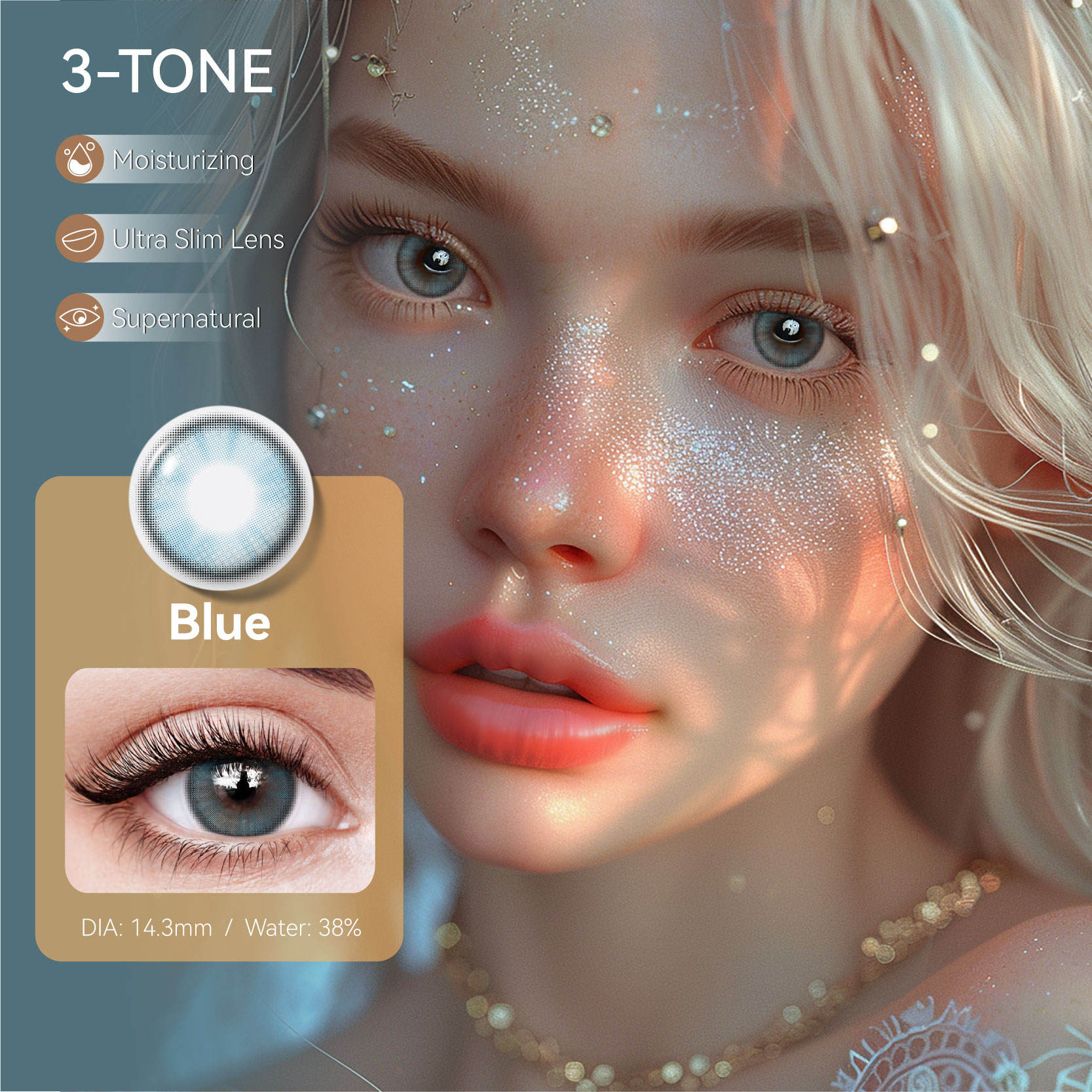 DSC Contact Lenses Prescription Comfortable Soft Three Tone Color 14.5mm Natural Enlargement 38% Water Content Daily Wear