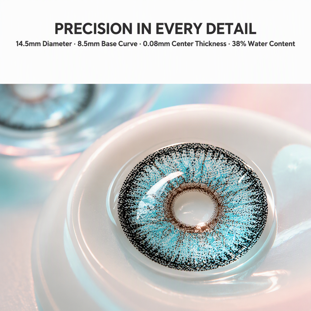 DSC Contact Lenses Prescription Comfortable Soft Three Tone Color 14.5mm Natural Enlargement 38% Water Content Daily Wear