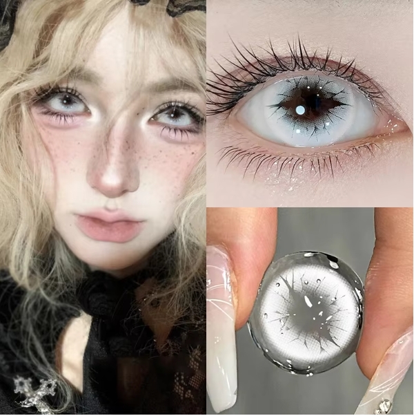 Cosplay Anime Sharingan White Colored Soft Contact Lenses 40% Water Content 14.5mm Diameter Customizable Design for Halloween