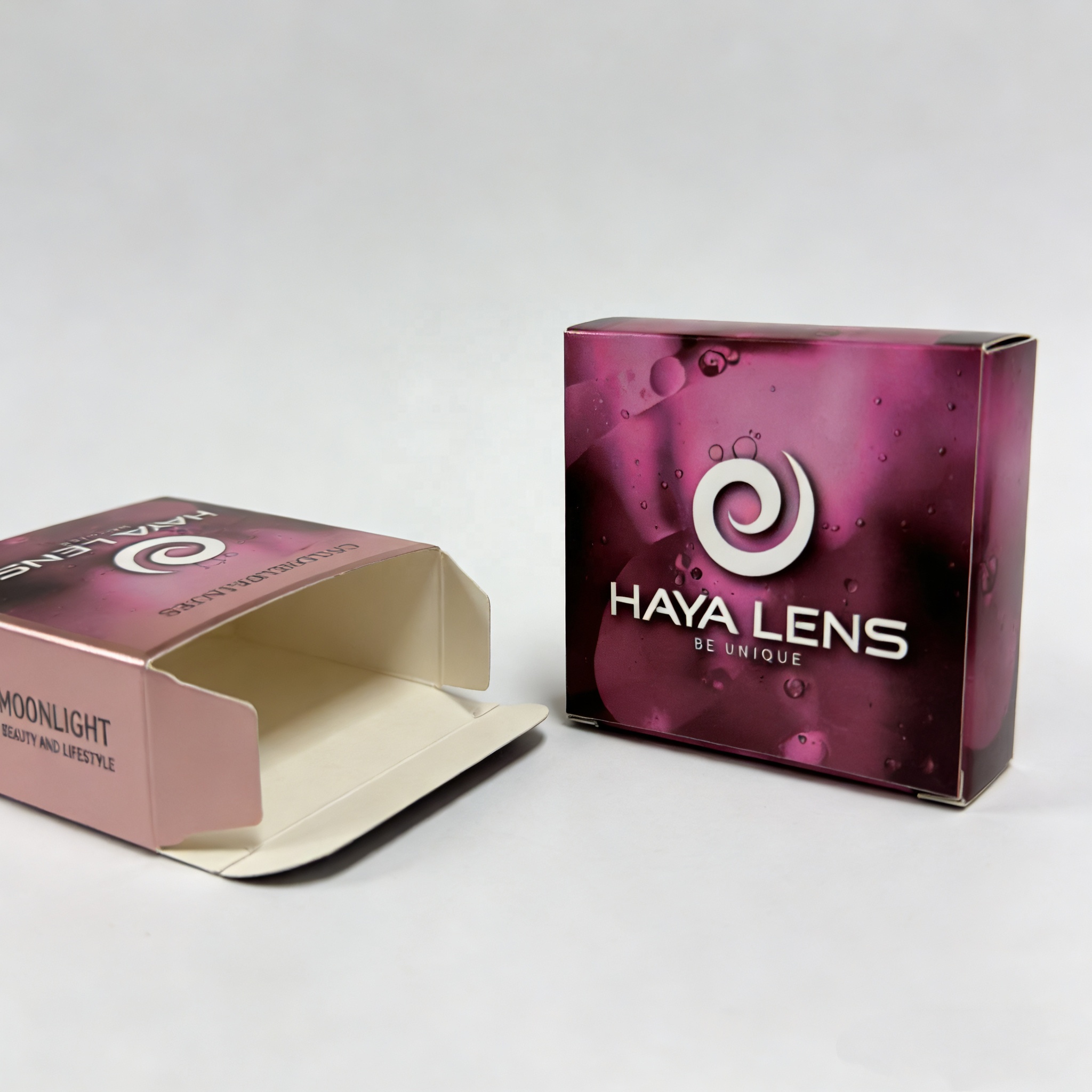 Gold Foil Logo Matte Black Cosmetic Contact Lenses Packaging Boxes Makeup Products Contact Lens Color Printing