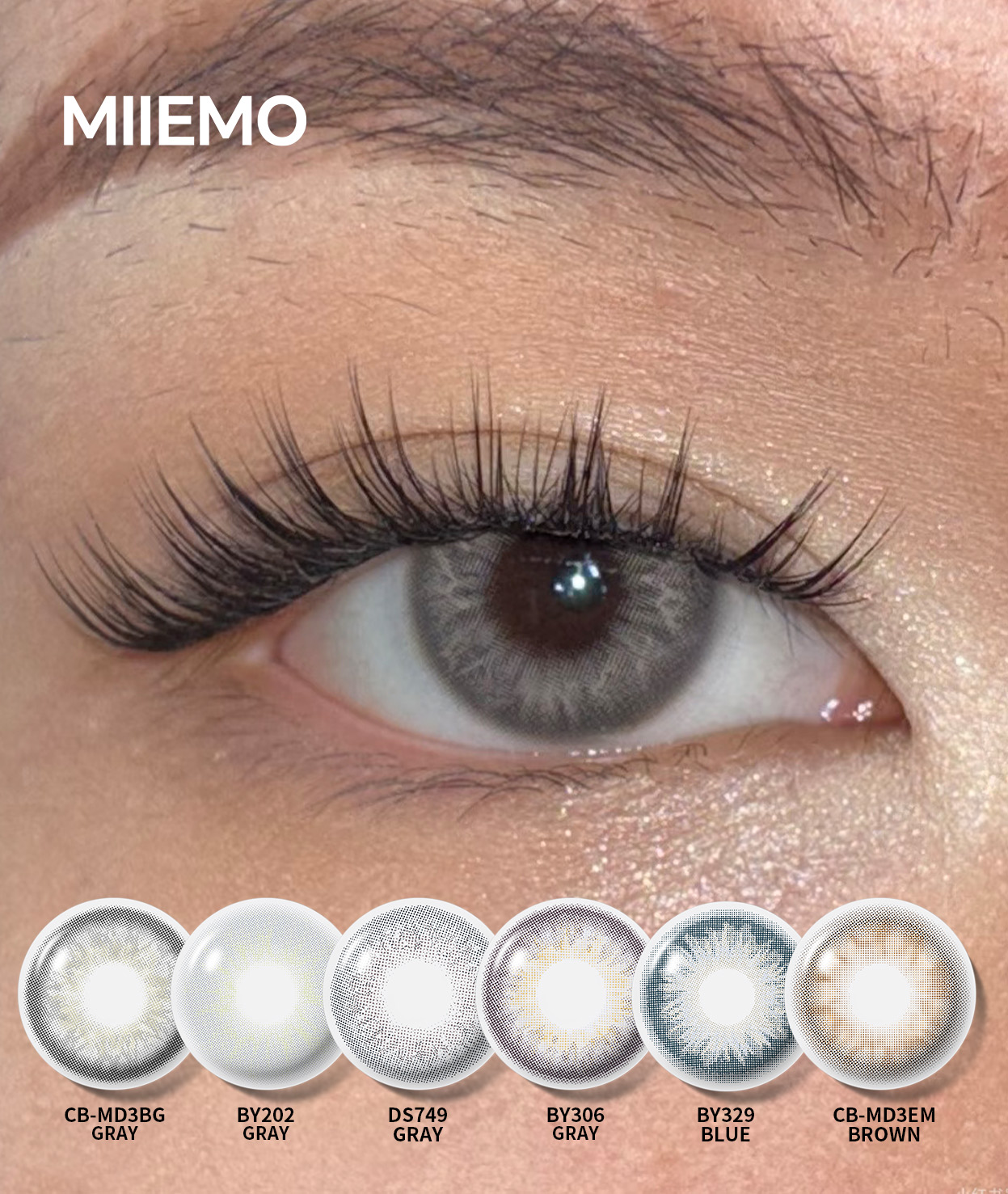 Miiemo Women Natural Look Blue Colored Soft Contact Lenses ISO 13485 Certified 5-Year Expiration Half-Year Using Cycle for