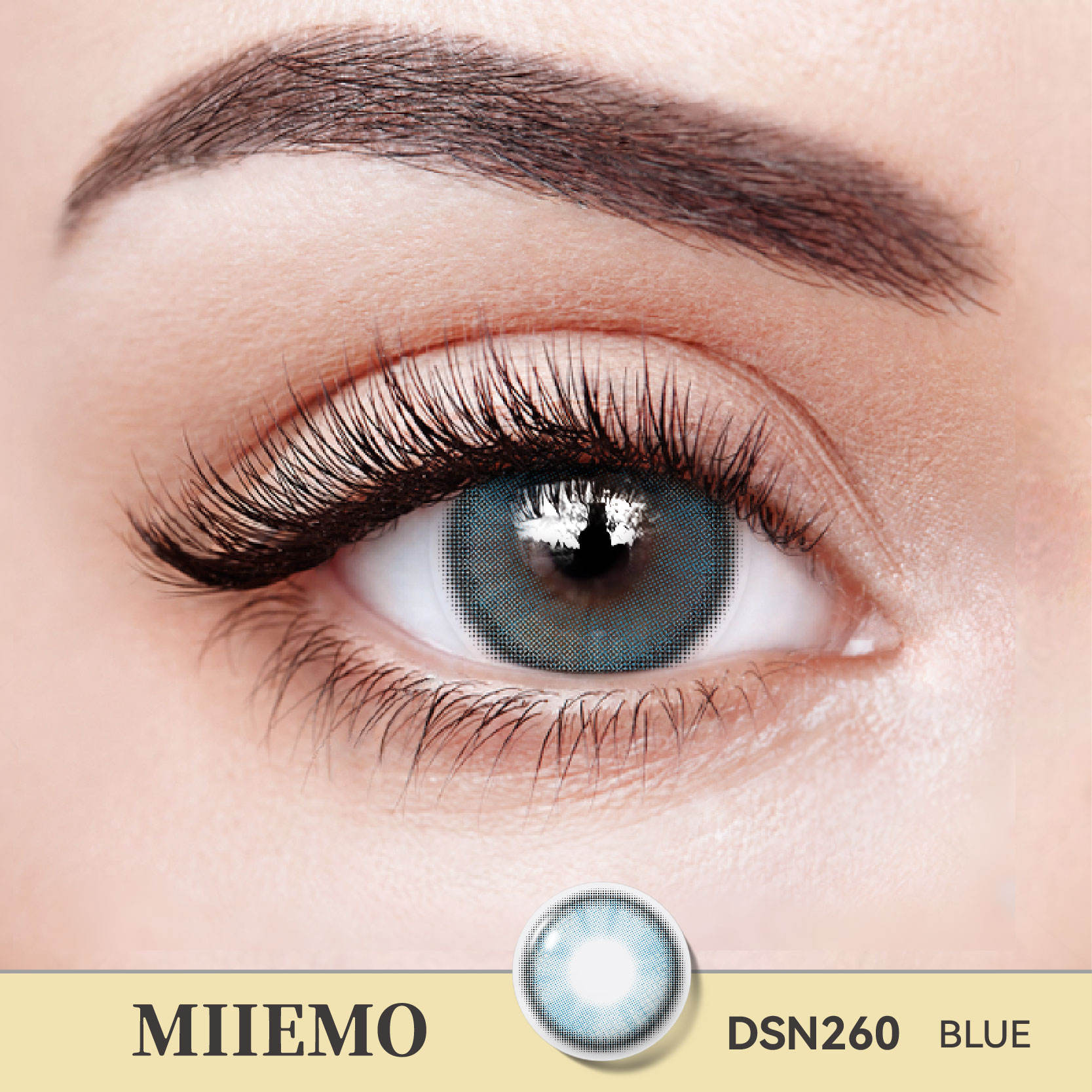 Miiemo Women Natural Look Blue Colored Soft Contact Lenses ISO 13485 Certified 5-Year Expiration Half-Year Using Cycle for