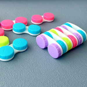 Solid Color Candy - Hued Contact Lens Case Single/Double Style Portable Travel Contact Lens Holder for Wholesale