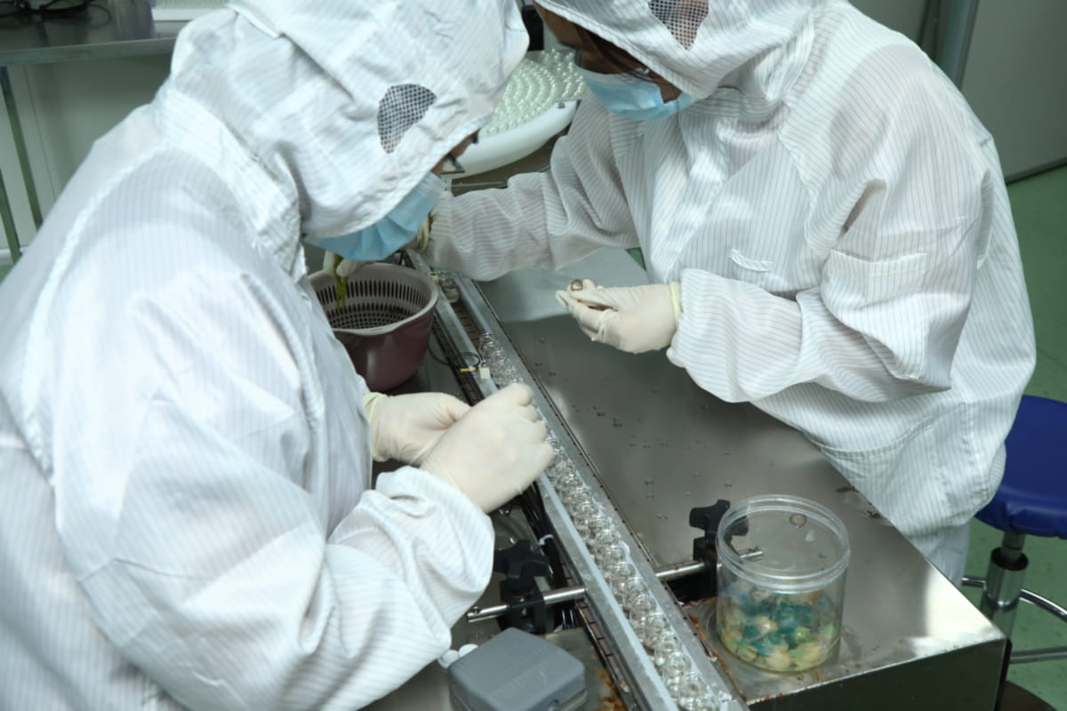 Precision colored contact lens cleanroom casting line