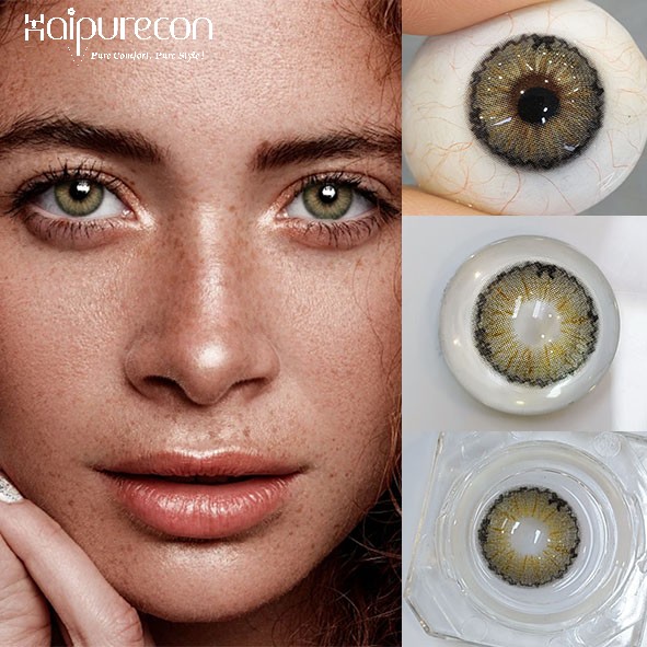 Haipurecon Wholesale Hema Material Soft Contact Lenses Beautiful Big Eyes Colored Contact Lenses in Brown Blue Grey Colors