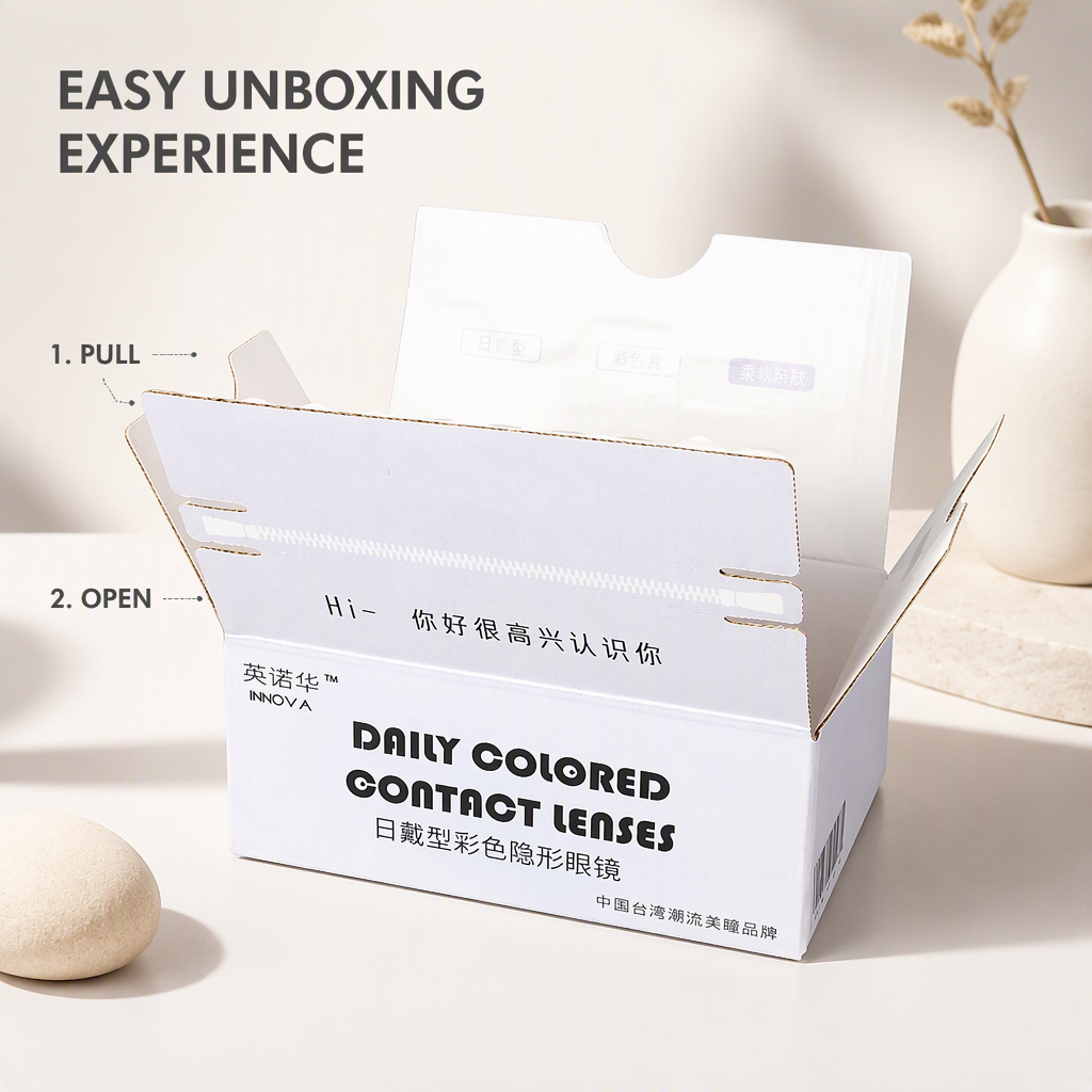 Custom Zipper Tear Carton for Colored Contact Lenses Private Logo Print Tear Strip Paper Box Cosmetic Contact Lens PackagingOEM
