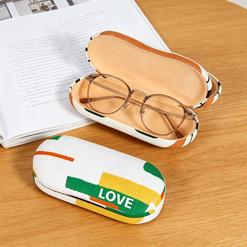 Custom Wholesale Double Layer Eyeglass Case for Travel Optical Frame Hard Shell Striped Dual Use Contact Lens Box