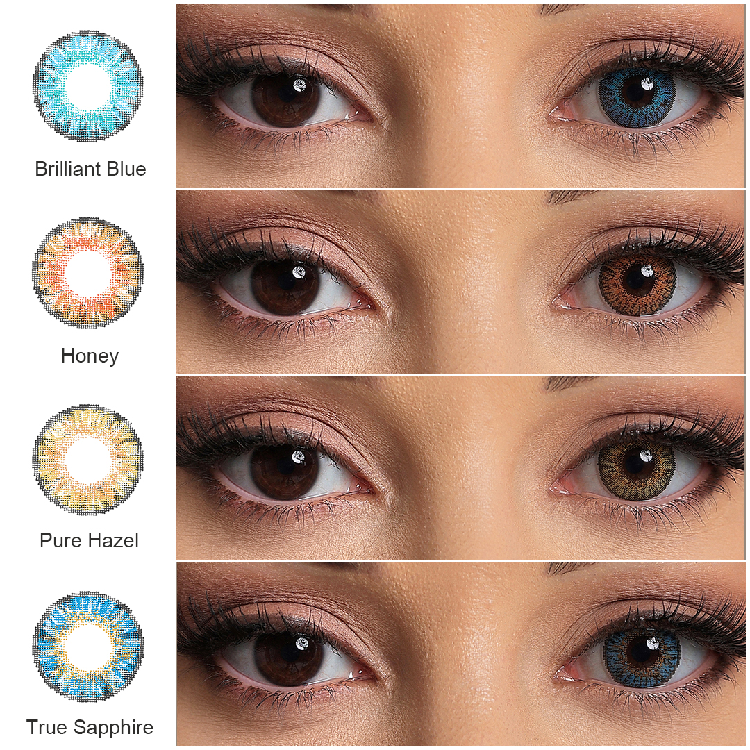 Free Shipping Freshgo 3 Tone Colored Contact Lenses New Look Soft Color Blends Eye Contact Lenses Lentes De Contacto De Color