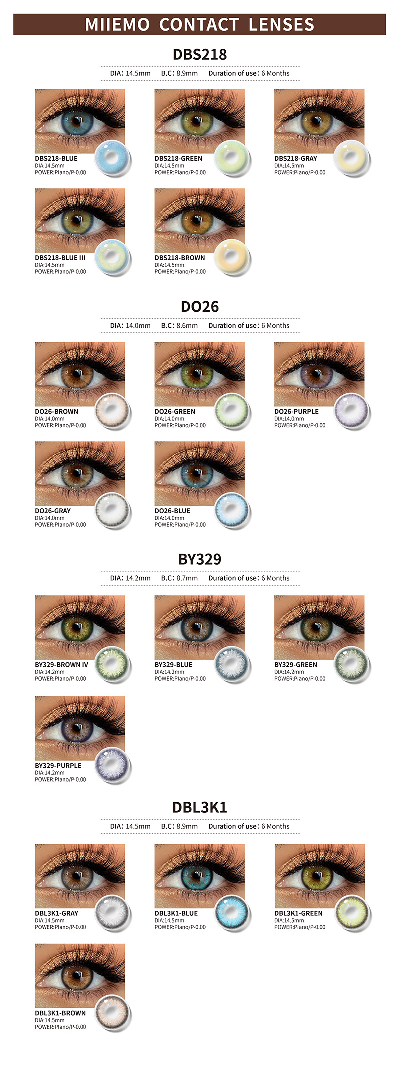 Color Contact Lenses Variety