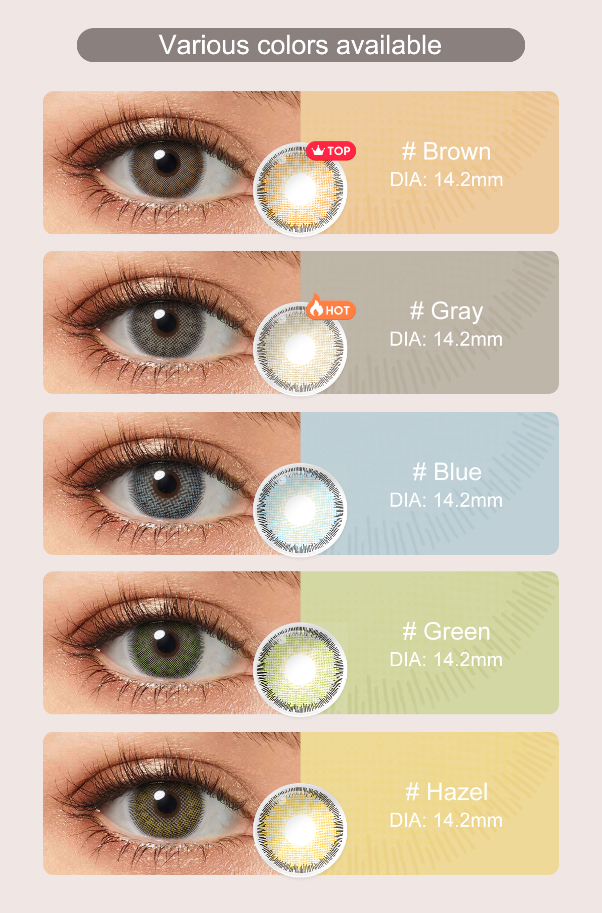 Freshgo Wholesale Korea 1 Year Color Eye Contact Lenses Fashion Soft Colored Contacts Natural Color Contact Lens