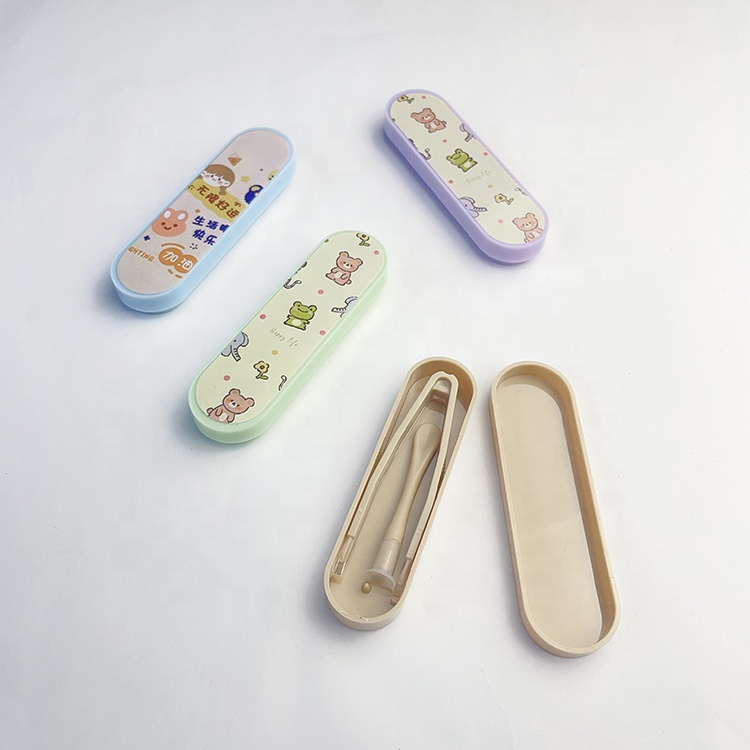 Koncci Manufacturer Pink Contact Lenses Case Contact Lens Tool Case Kit with Cute Designs Silicone Contact Lens Tweezer C-011