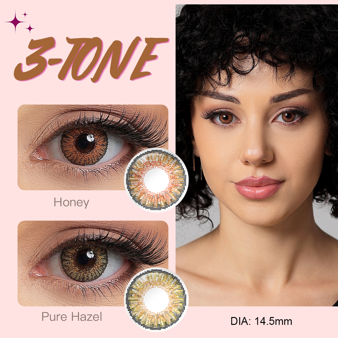 Free Shipping Freshgo 3 Tone Colored Contact Lenses New Look Soft Color Blends Eye Contact Lenses Lentes De Contacto De Color