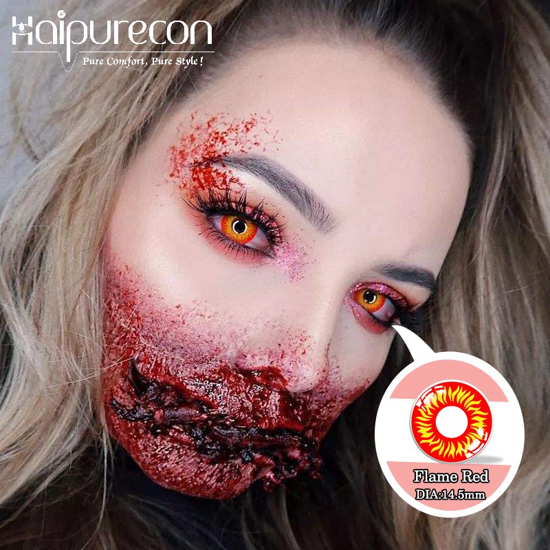 Haipurecon Bright Colored Cosplay Contact Lenses Soft Cat's Eye Lens Costume Accessory HEMA-NVP Material 40% Water Content
