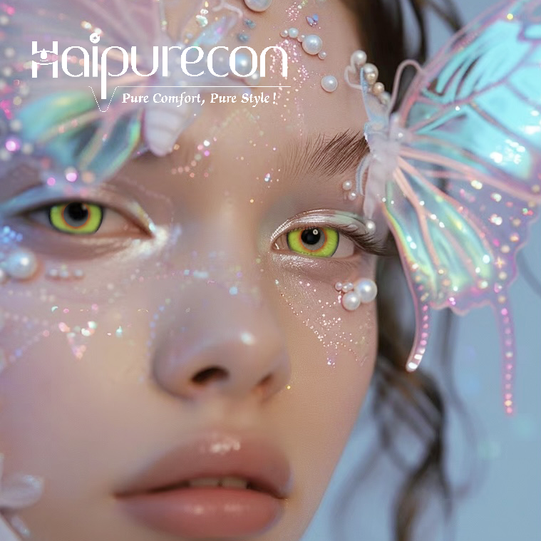 Haipurecon Bright Colored Cosplay Contact Lenses Soft Cat's Eye Lens Costume Accessory HEMA-NVP Material 40% Water Content