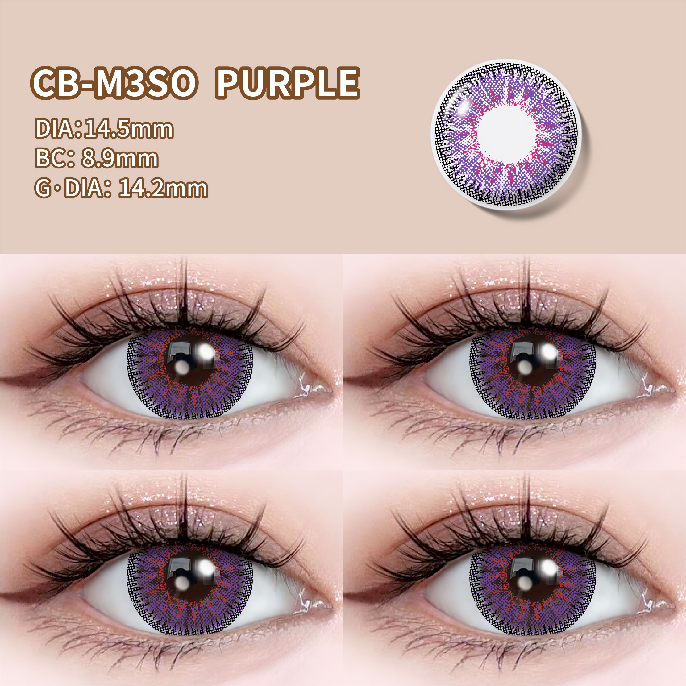 Customized Flower Series Contact Lenses Receta De Lentes De Contacto Mixed Color Factory Direct Price Purple Contact Lenses