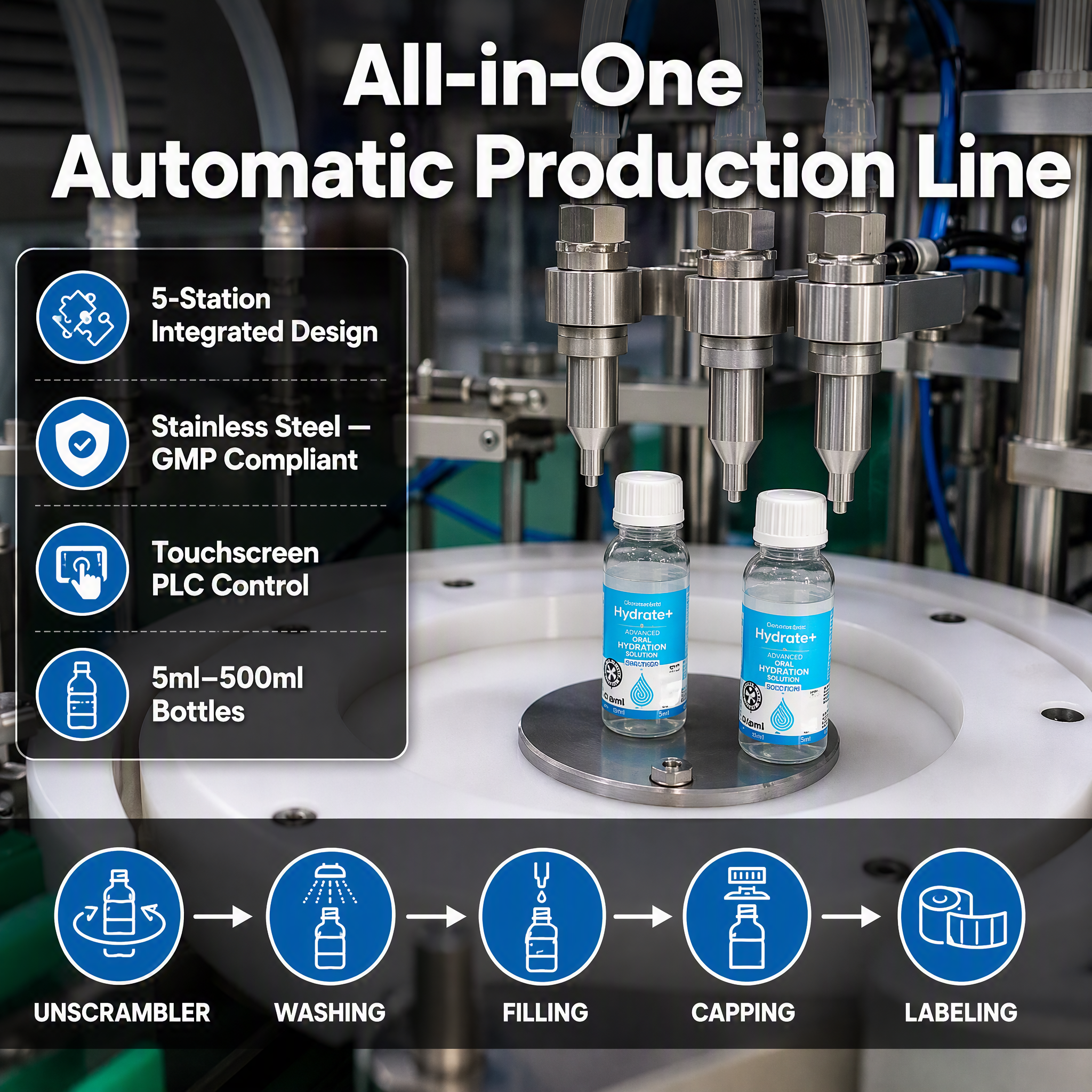 High Efficient Automatic Contact Lens Solution Filling Production Line With Intelligent Control Solutions Filling Machine