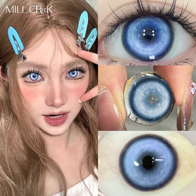 Cosplay 14.5mm Soft Hardness Halloween Colored Contact Lenses Crazy Circle Blue White Silver Design High Quality for Halloween