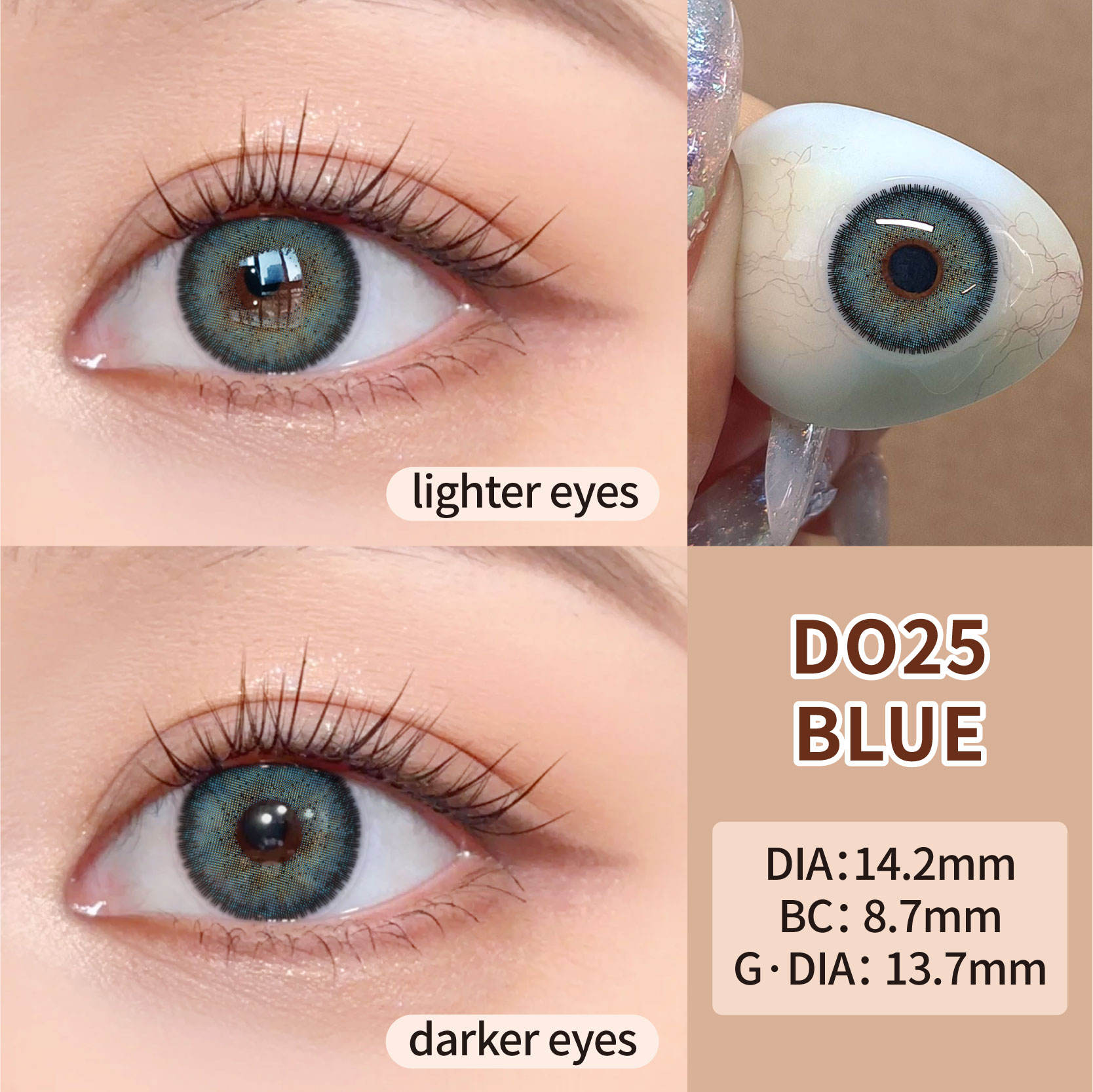 DSC Trendy Colored Contact Lenses Wholesale Eye Enlarging Soft Natural Blue Colored Contact Lenses for Ladies Glamorous Look