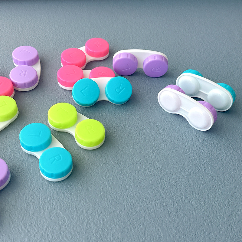 Solid Color Candy - Hued Contact Lens Case Single/Double Style Portable Travel Contact Lens Holder for Wholesale