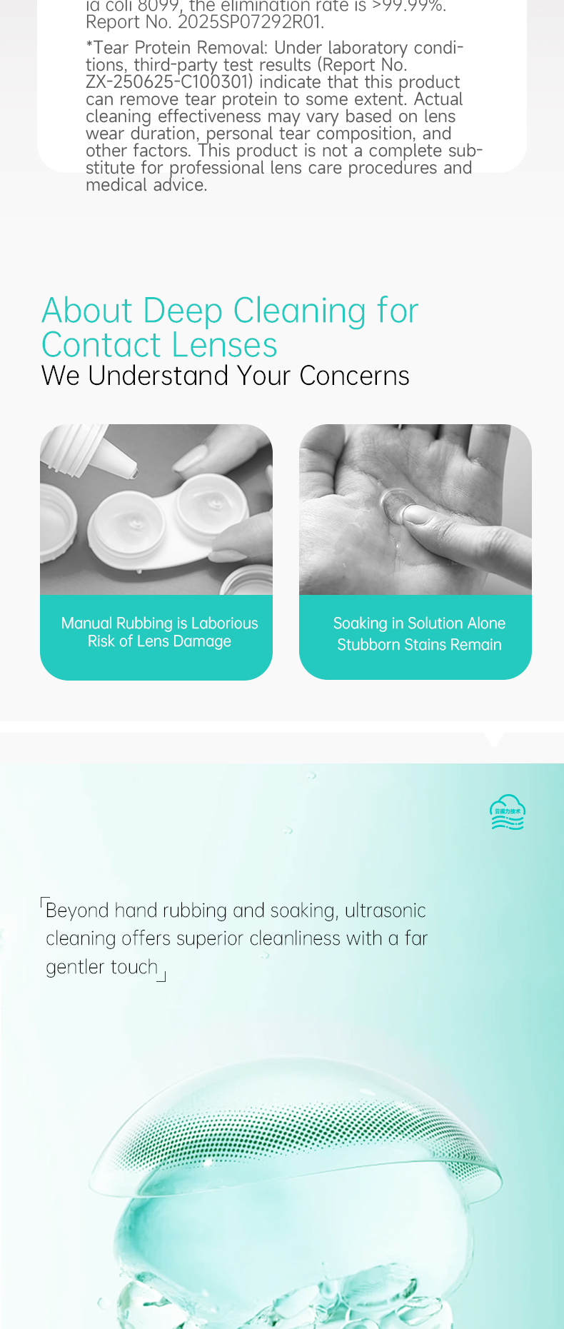 105KHz High Frequency Ultrasonic Cleaner for Ortho-K Contact Lenses Cleaning Machine 800mAh Magnetic Charging with UVC Light