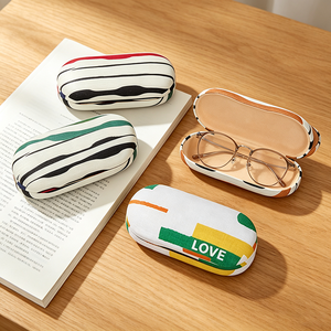 Custom Wholesale Double Layer Eyeglass Case for Travel Optical Frame Hard Shell Striped Dual Use Contact Lens Box