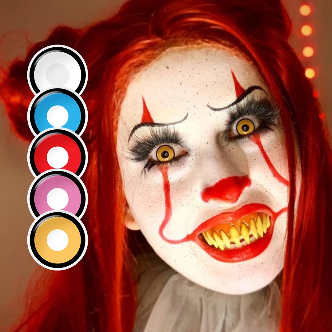 Free Samples Pseyeche Black Out Contact Lenses Halloween Contacts Vampire Cosply Yellow Cat Eye Lens sharingan Contact Lenses
