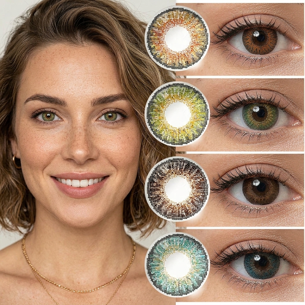 Miiemo Women Natural Look Blue Colored Soft Contact Lenses ISO 13485 Certified 5-Year Expiration Half-Year Using Cycle for