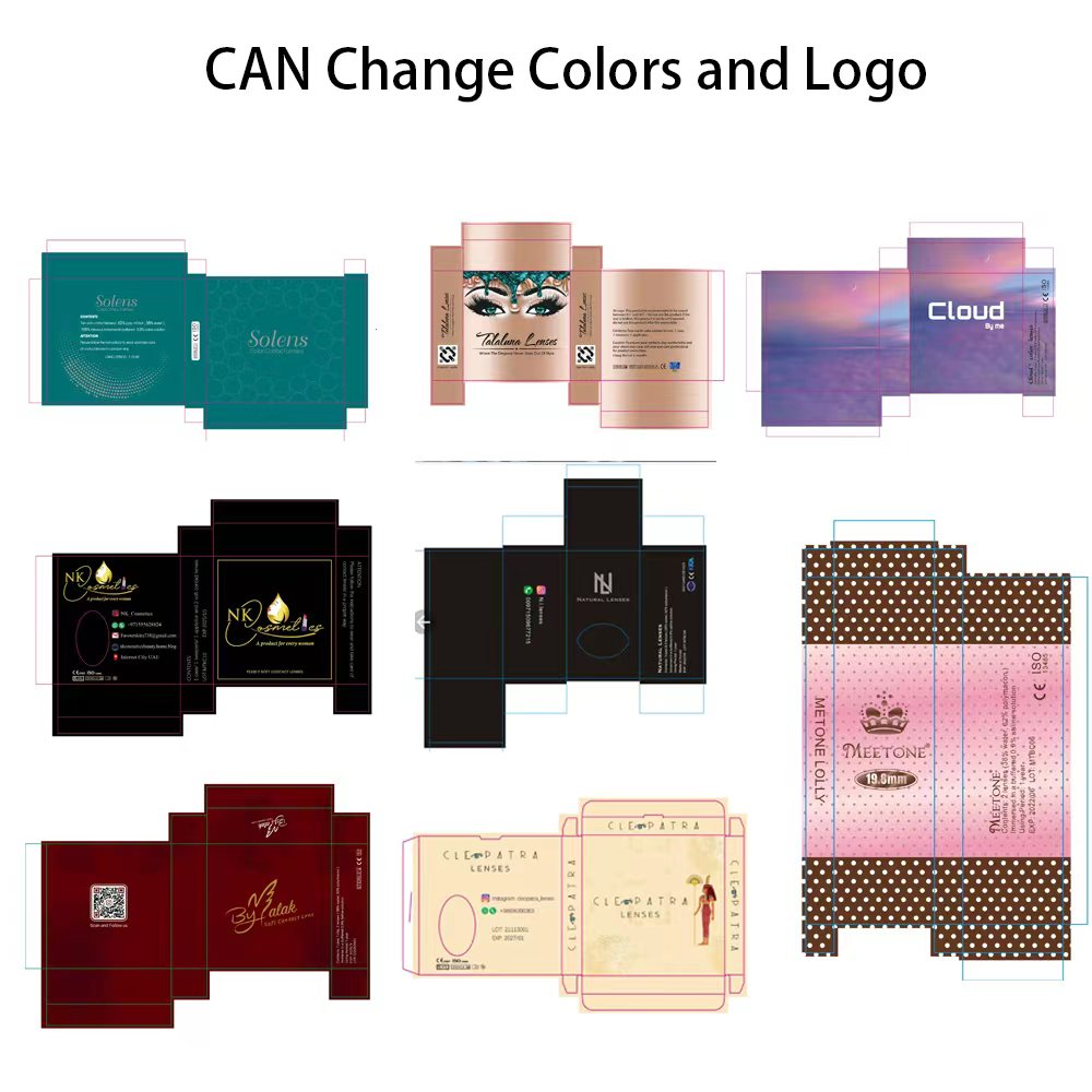 Private Label Customized Logo Brand Meetone 3 Tone Colored Contacts Paper Box Wholesale Color Eye Soft Contact Lenses Packaging