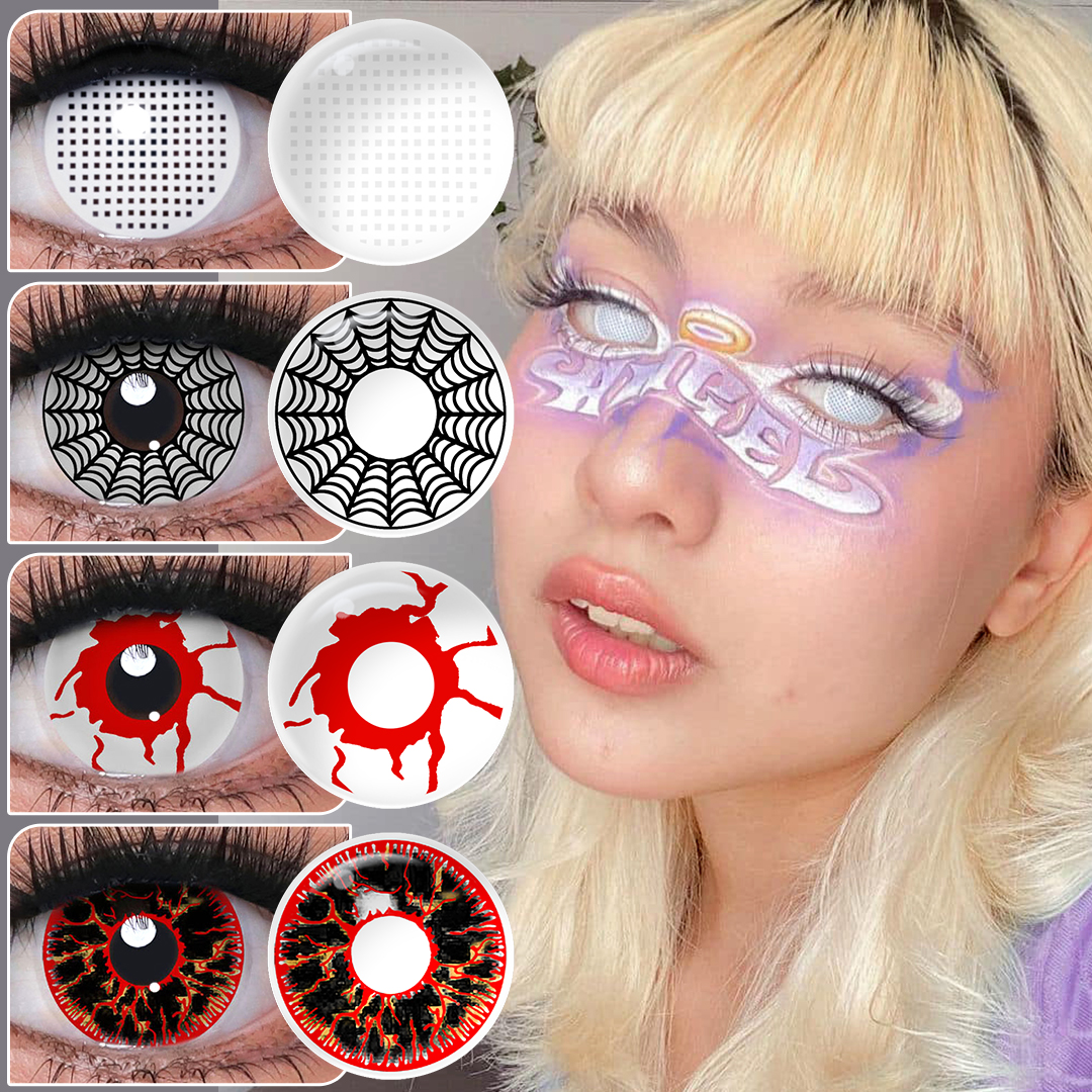Crazy Color Contact Lens White Colored Contacts Flag Multicolored Cosplay Colored Lenses Kontaktlinsen Flag Contacts