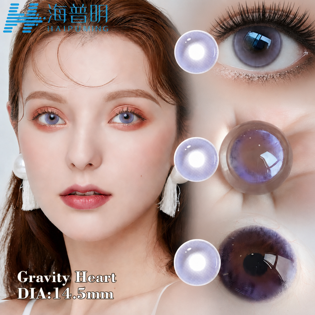 Prescription Contact Lenses Purple Yearly 14.5mm With Power Cosmetic Natural Soft Color HEMA Wholesale OEM Enhancement