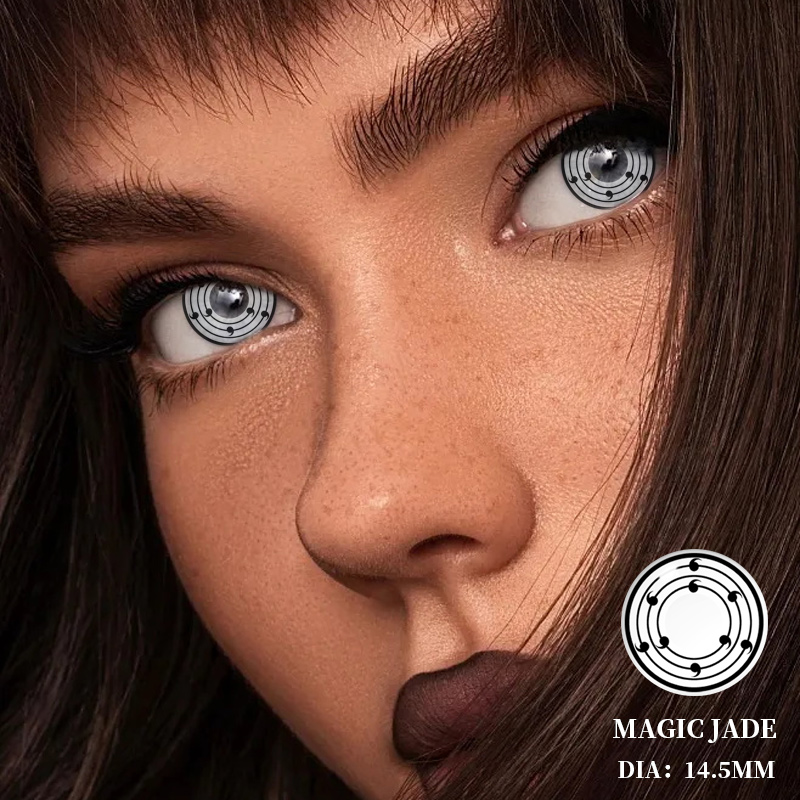 Cosplay Anime Sharingan White Colored Soft Contact Lenses 40% Water Content 14.5mm Diameter Customizable Design for Halloween