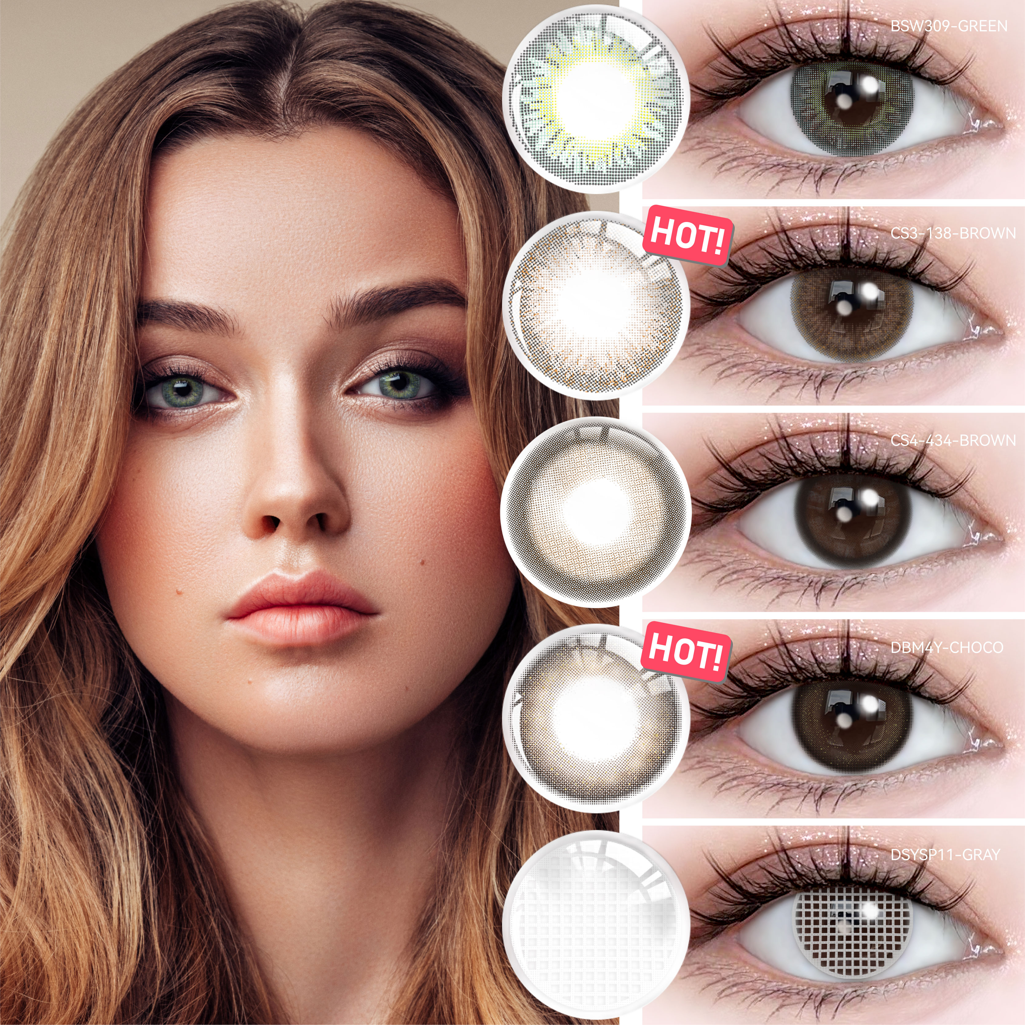 Free Sample Wholesale Soft Colored Contact Lenses Hidrocor Prescription Contact Lenses Natural Colored Eye Lenses