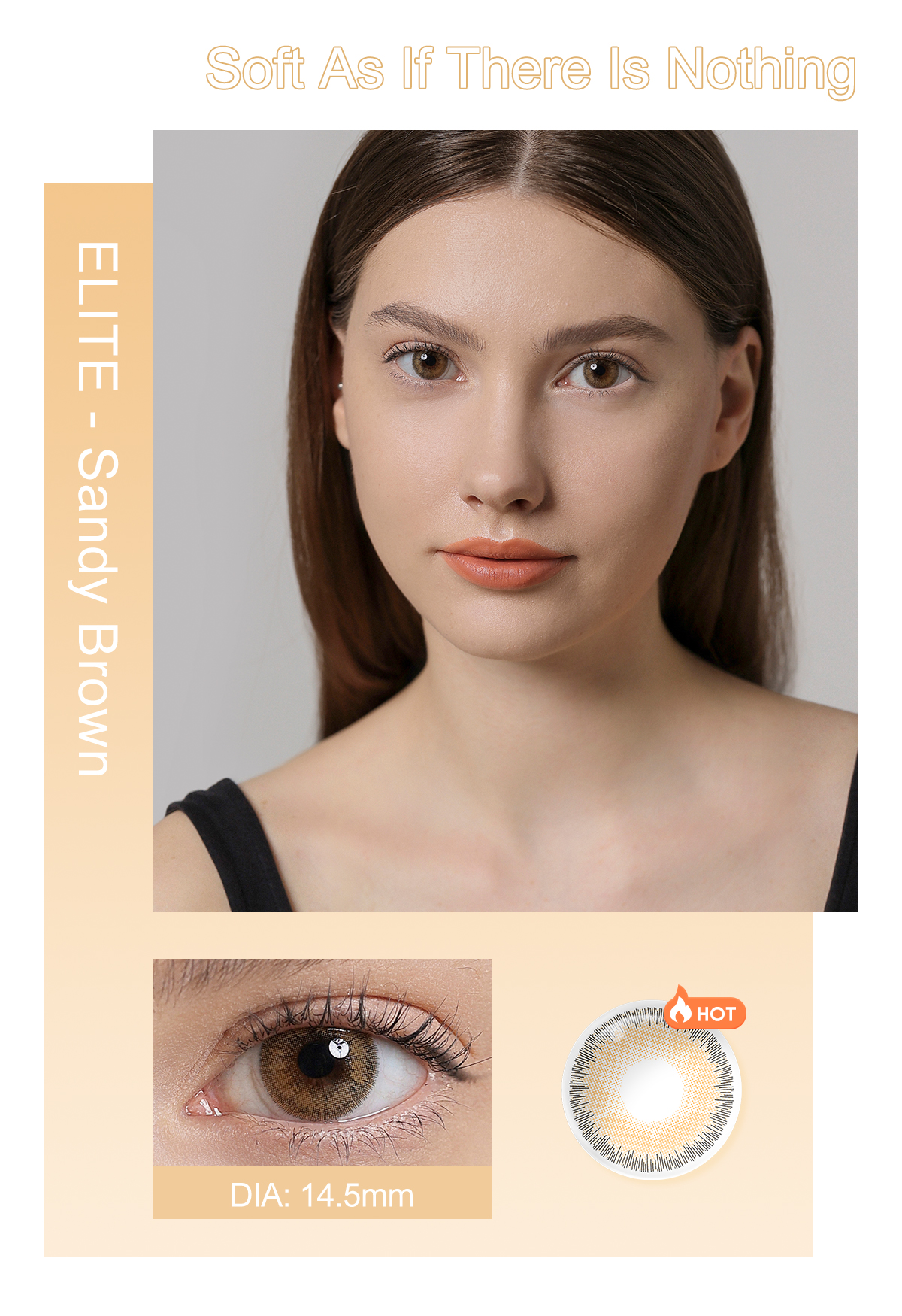 Free Shipping Elite Soft Natural Cosmetic Contacts Dia 14.5mm Colored Contact Lenses Lentes De Contacto for OEM Private Package