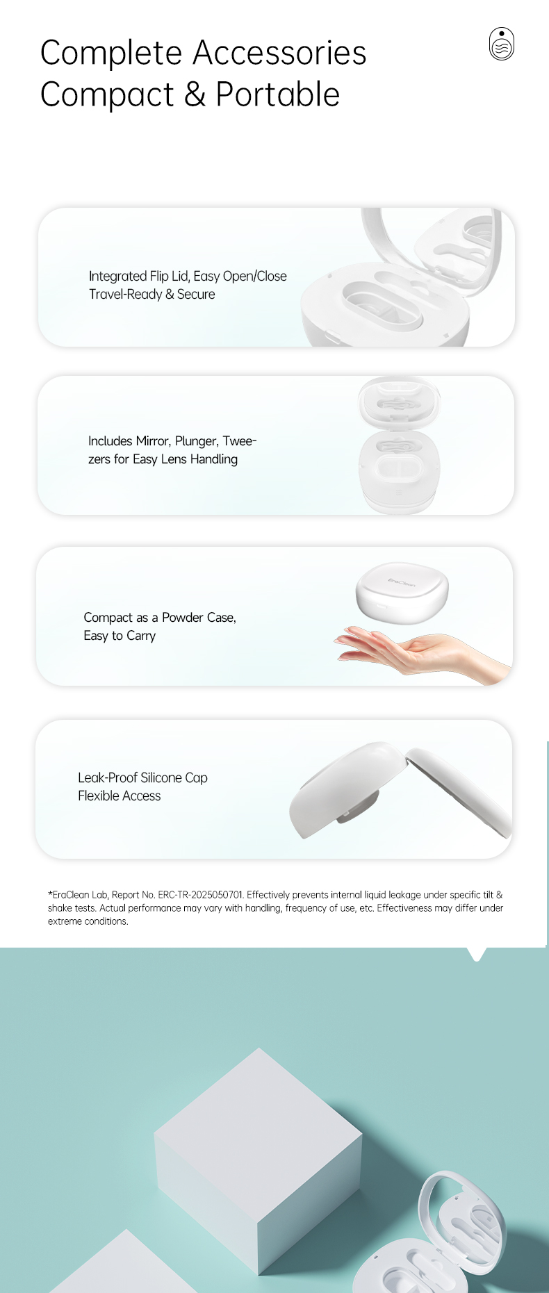 105KHz High Frequency Ultrasonic Cleaner for Ortho-K Contact Lenses Cleaning Machine 800mAh Magnetic Charging with UVC Light