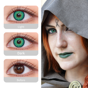 Halloween Special Effect Contact Lenses - Glowing Cat Eye Lenses Green, Breathable Soft Lenses for Horror Costume Makeup