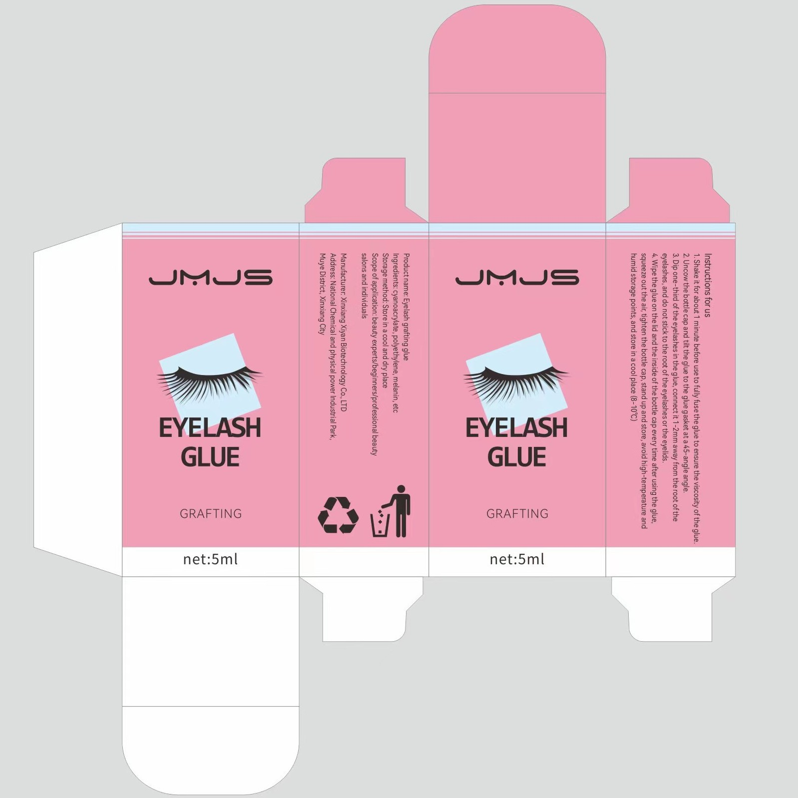 Custom Glossy Lamination Self Erecting Recyclable Colored Contact Lens Packaging Box with Four-Color Logo Printing