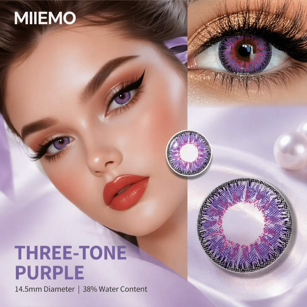 DSC Contact Lenses Prescription Comfortable Soft Three Tone Color 14.5mm Natural Enlargement 38% Water Content Daily Wear